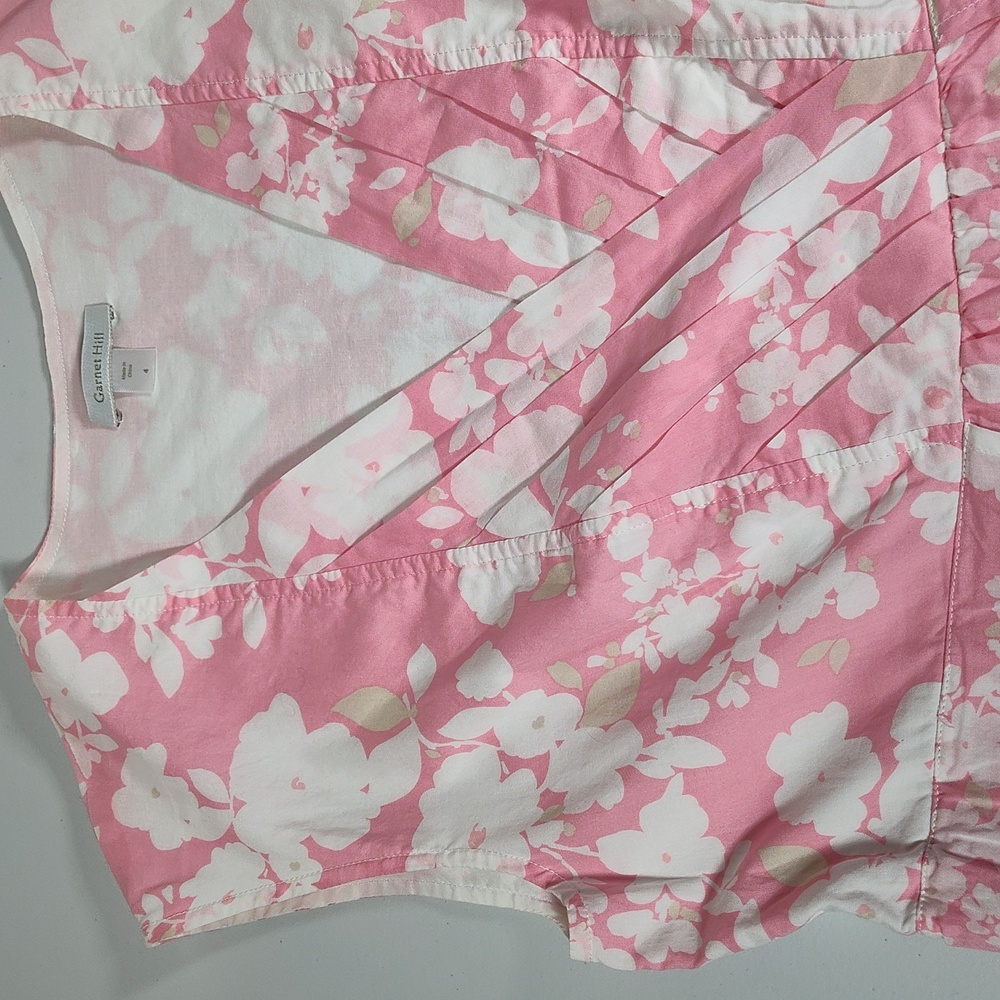Garnet Hill white and pink floral cotton midi dress 4 - Picture 5 of 10